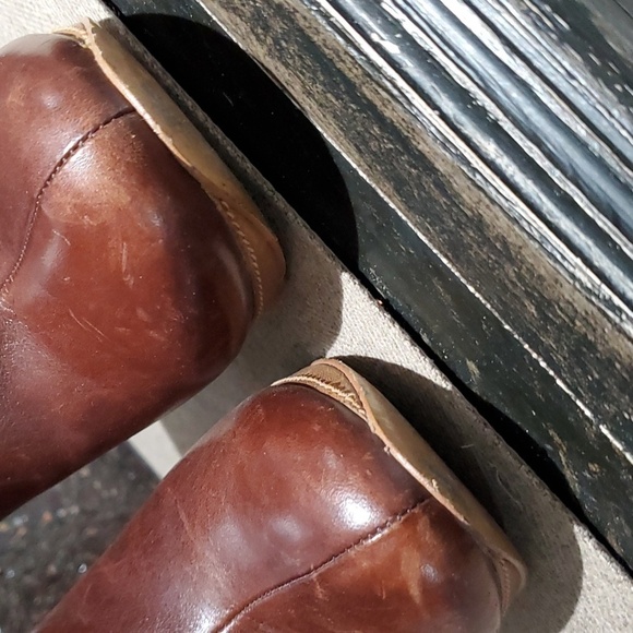 VINTAGE RETRO FOSSIL ALLISON BROWN TWO TONE HEELED BOOTS SIZE 8.5 LEATHER - Picture 6 of 15